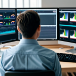 영상콘텐츠 전문가가 활용하는 필수 소프트웨어 - **Prompt:** "A modern video editor working at a desk, surrounded by computer screens showing editing...